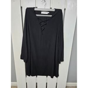 ASTR the Label Lace-Up Bell Sleeve Flowy Witchy Romantic Goth Black‎ Dress M